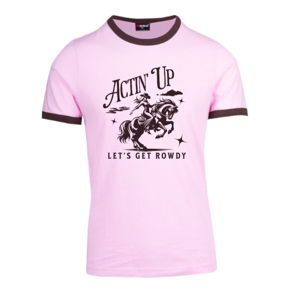 Pink/Brown Retro Ringer Tee