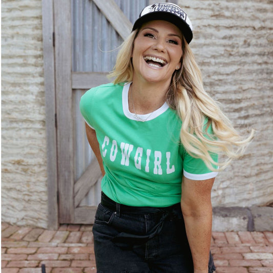 Emerald/White Retro Ringer Tee