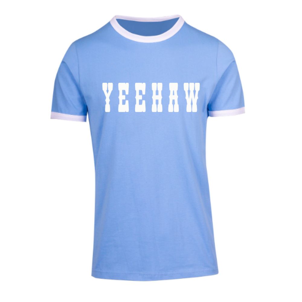 Sky Blue/White Retro Ringer Tee