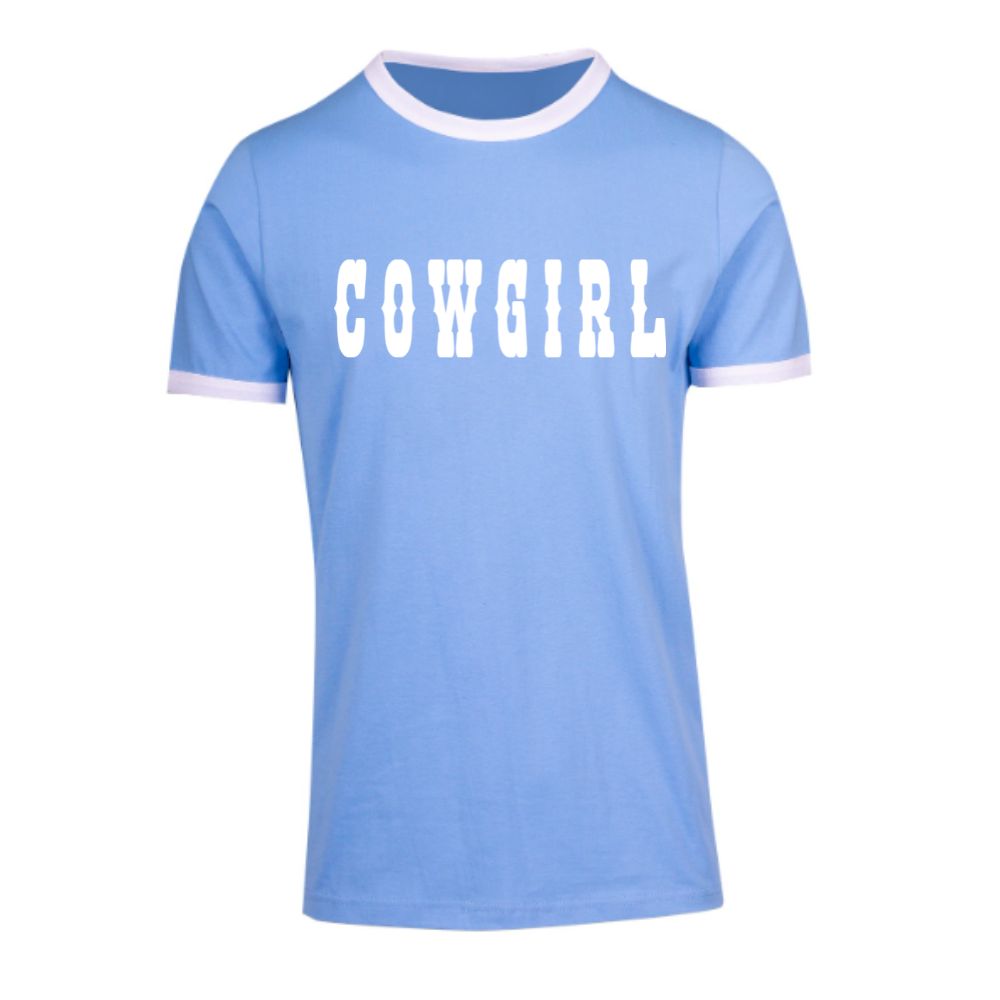 Sky Blue/White Retro Ringer Tee